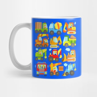 Kids Construction Design with Many Cars, Vehicles and Machines Mug